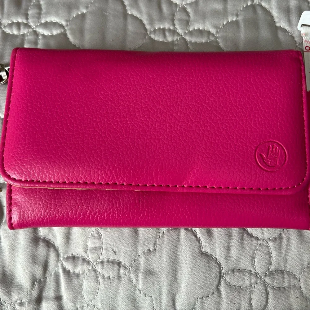 Vibrant Pink Wristlet Cell Phone Holder and Credit Cards Holder